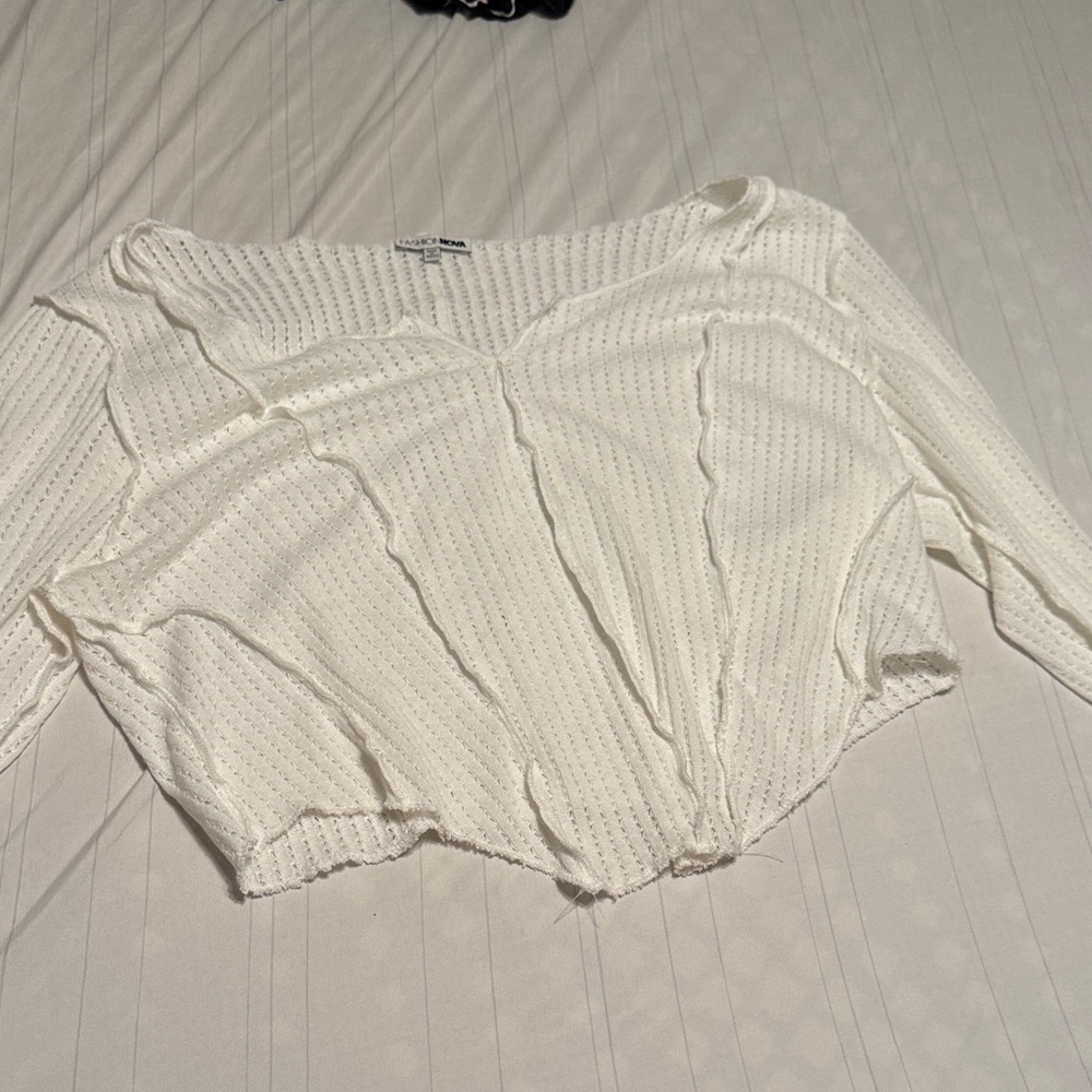 Fashion Nova Cream Textured Knit Top